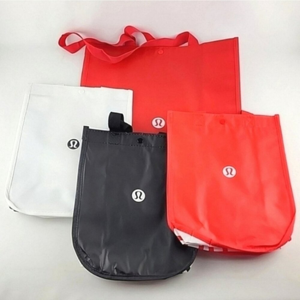 Lululemon 4 Carryall Totes 1 Red Large & 3 Small Red Black White